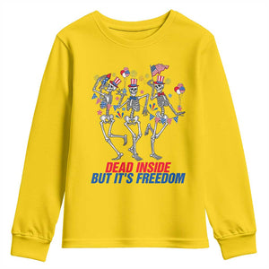 Patriotic Dancing Skeleton Youth Sweatshirt Dead Inside But Its Freedom TS12 Daisy Print Your Wear