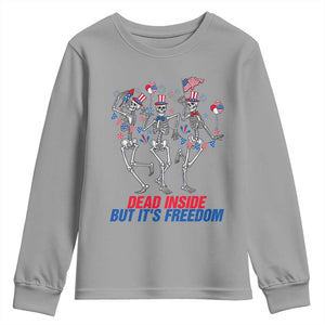 Patriotic Dancing Skeleton Youth Sweatshirt Dead Inside But Its Freedom TS12 Sport Gray Print Your Wear