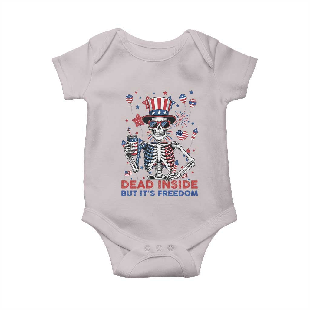 Funny Skeleton Dead Inside But Its Freedom Baby Onesie Patriotic Gift TS12 Ice Gray Print Your Wear