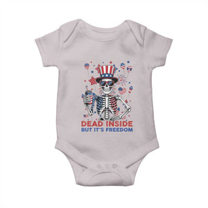Funny Skeleton Dead Inside But Its Freedom Baby Onesie Patriotic Gift TS12 Ice Gray Print Your Wear