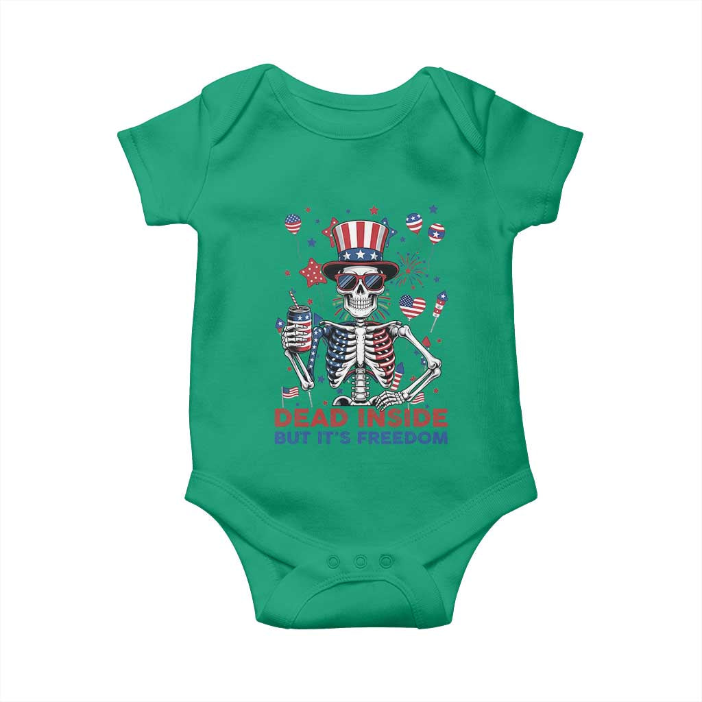 Funny Skeleton Dead Inside But Its Freedom Baby Onesie Patriotic Gift TS12 Irish Green Print Your Wear
