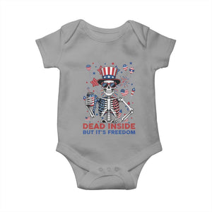 Funny Skeleton Dead Inside But Its Freedom Baby Onesie Patriotic Gift TS12 Sport Gray Print Your Wear