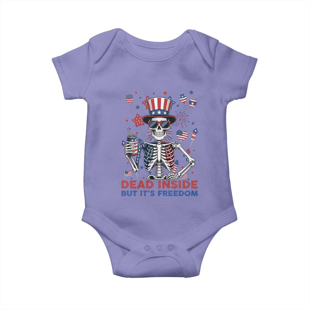 Funny Skeleton Dead Inside But Its Freedom Baby Onesie Patriotic Gift TS12 Violet Print Your Wear