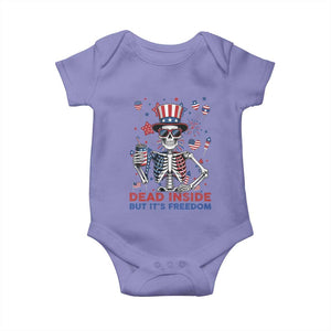 Funny Skeleton Dead Inside But Its Freedom Baby Onesie Patriotic Gift TS12 Violet Print Your Wear