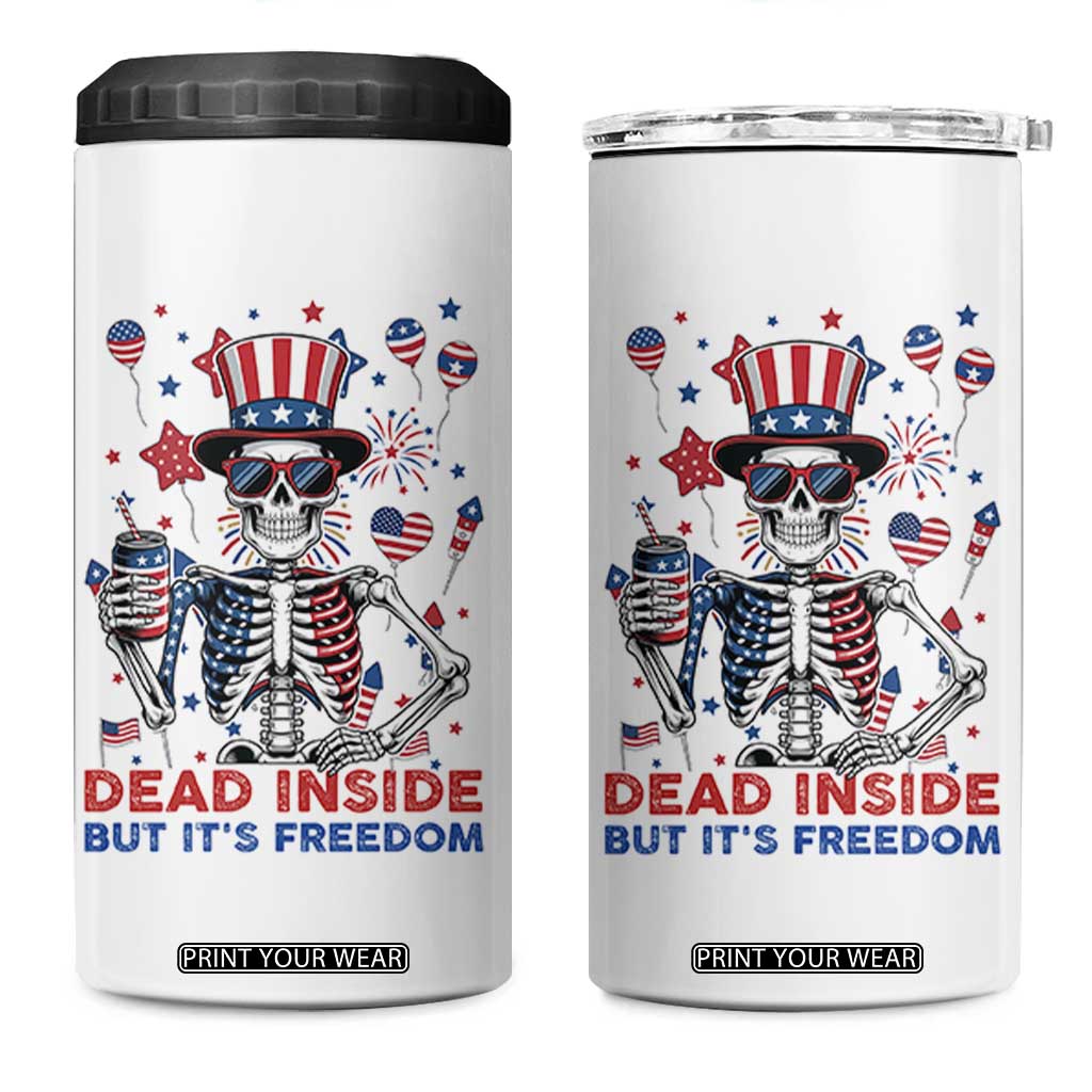 Funny Skeleton Dead Inside But Its Freedom 4 in 1 Can Cooler Tumbler Patriotic Gift TS12 One Size: 16 oz White Print Your Wear