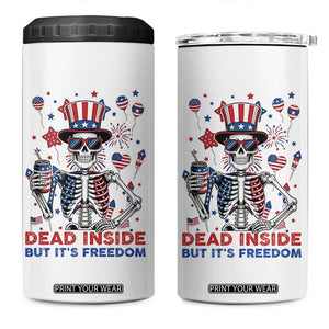 Funny Skeleton Dead Inside But Its Freedom 4 in 1 Can Cooler Tumbler Patriotic Gift TS12 One Size: 16 oz White Print Your Wear