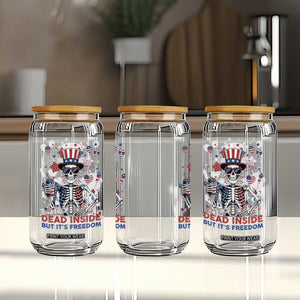 Funny Skeleton Dead Inside But Its Freedom Glass Can Patriotic Gift TS12 Print Your Wear