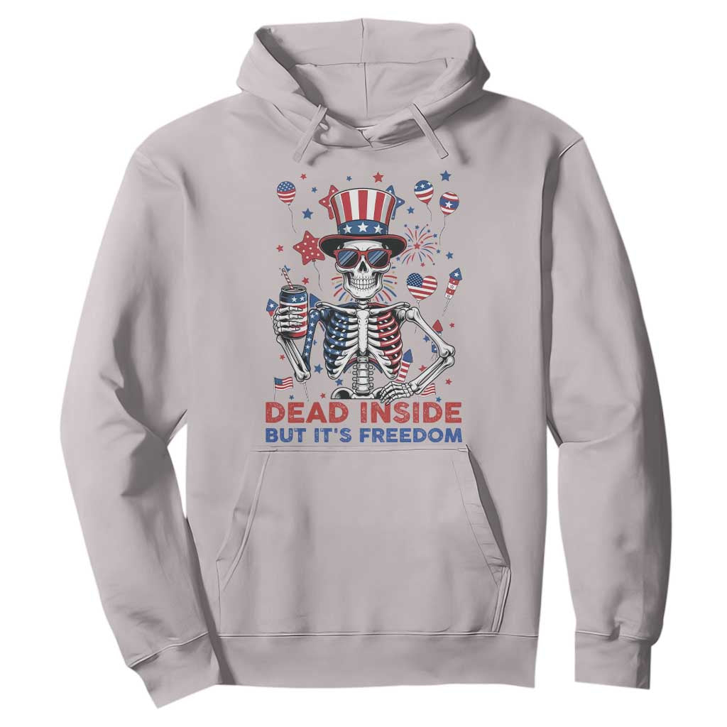 Funny Skeleton Dead Inside But Its Freedom Hoodie Patriotic Gift TS12 Ice Gray Print Your Wear