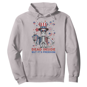Funny Skeleton Dead Inside But Its Freedom Hoodie Patriotic Gift TS12 Ice Gray Print Your Wear