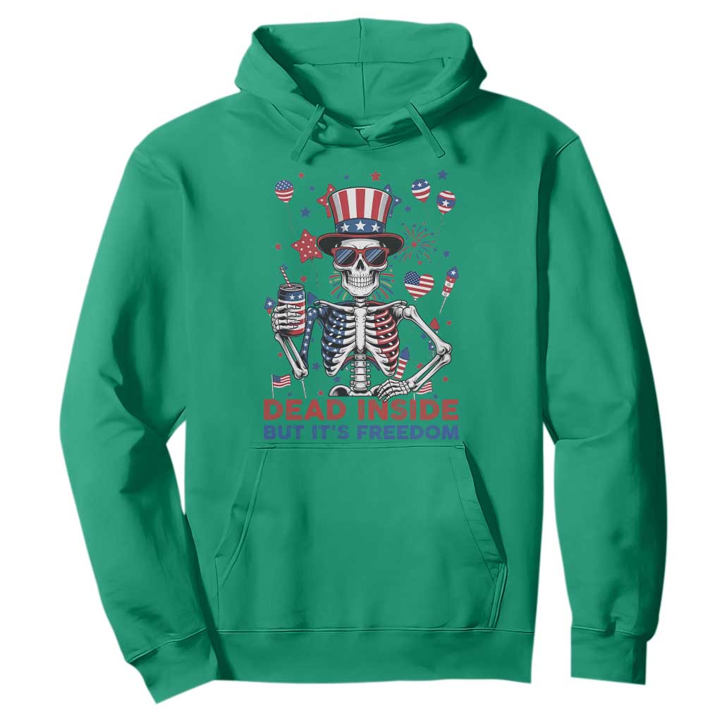 Funny Skeleton Dead Inside But Its Freedom Hoodie Patriotic Gift TS12 Irish Green Print Your Wear