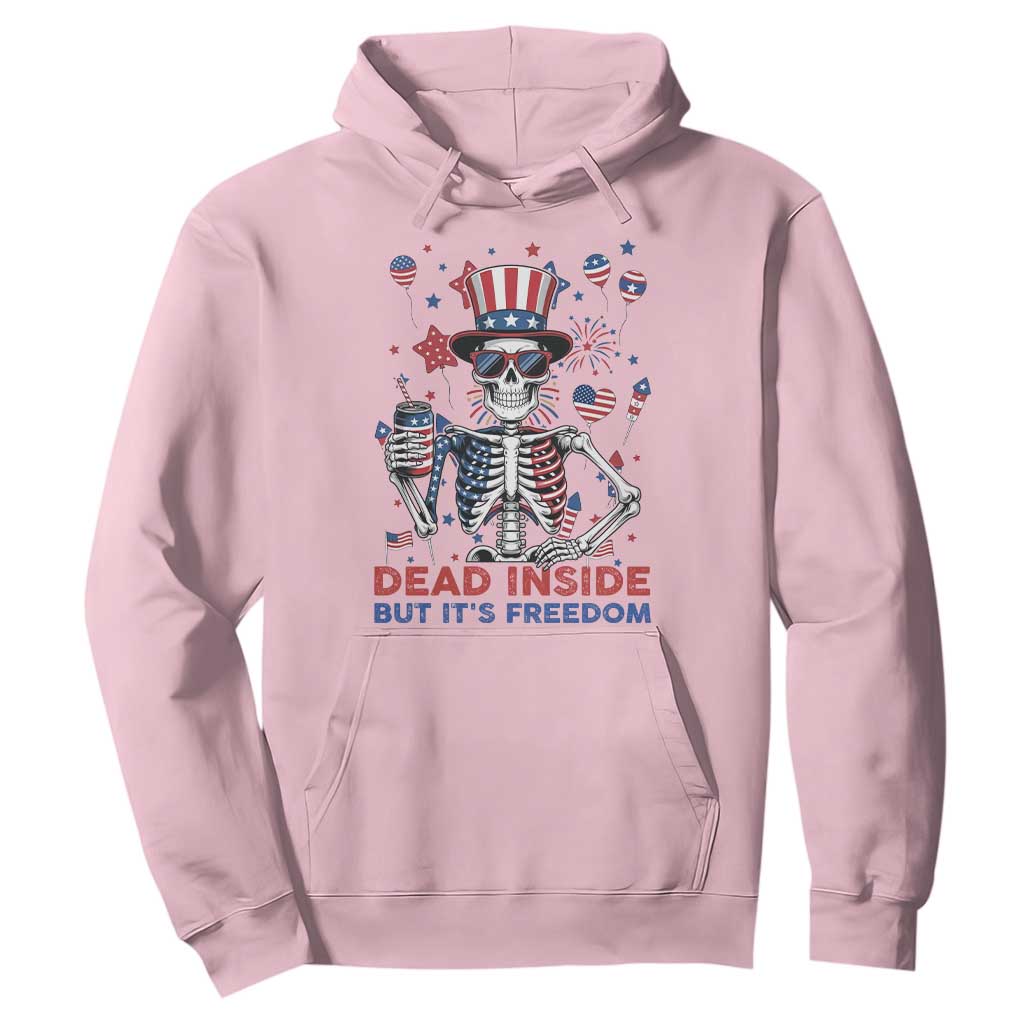 Funny Skeleton Dead Inside But Its Freedom Hoodie Patriotic Gift TS12 Light Pink Print Your Wear