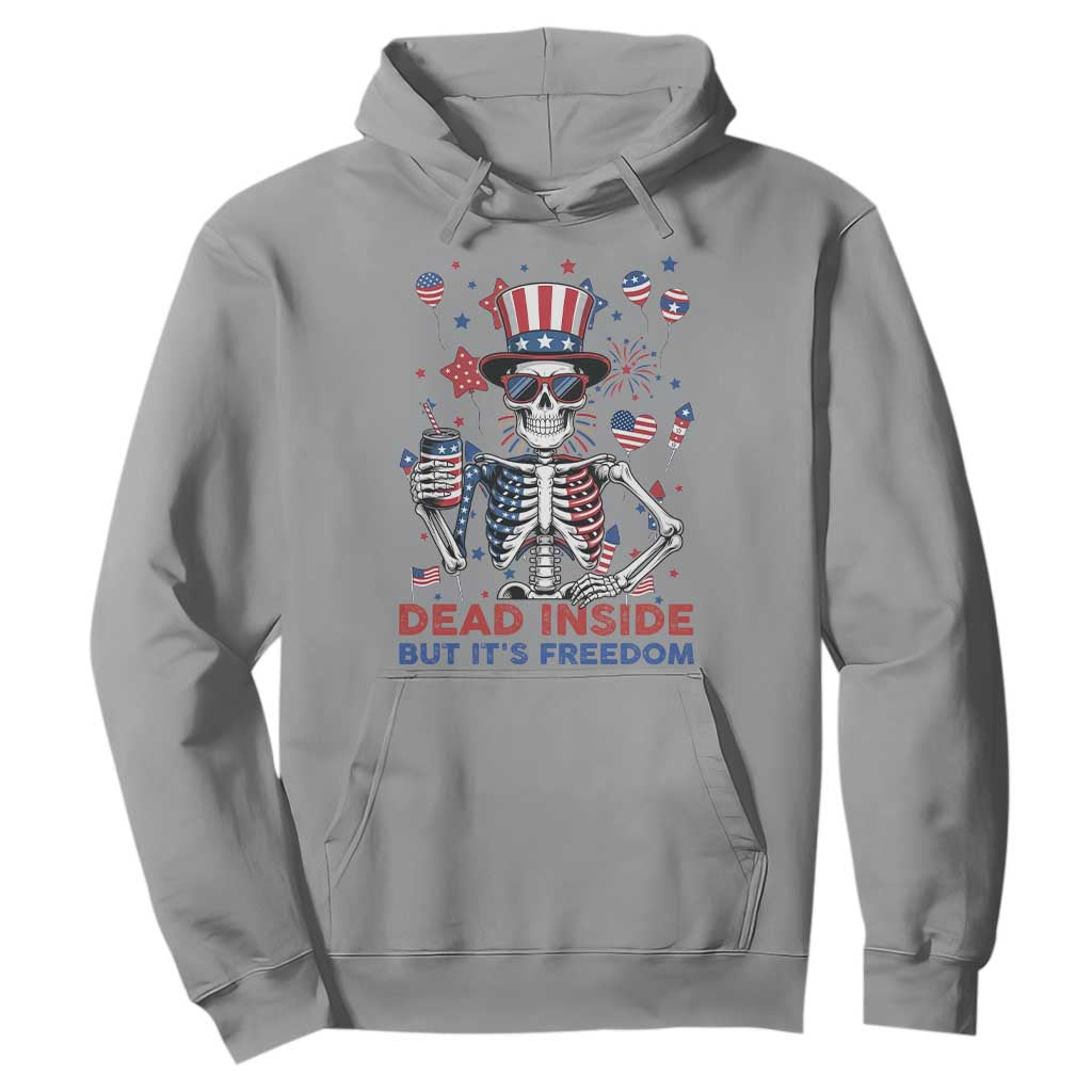 Funny Skeleton Dead Inside But Its Freedom Hoodie Patriotic Gift TS12 Sport Gray Print Your Wear