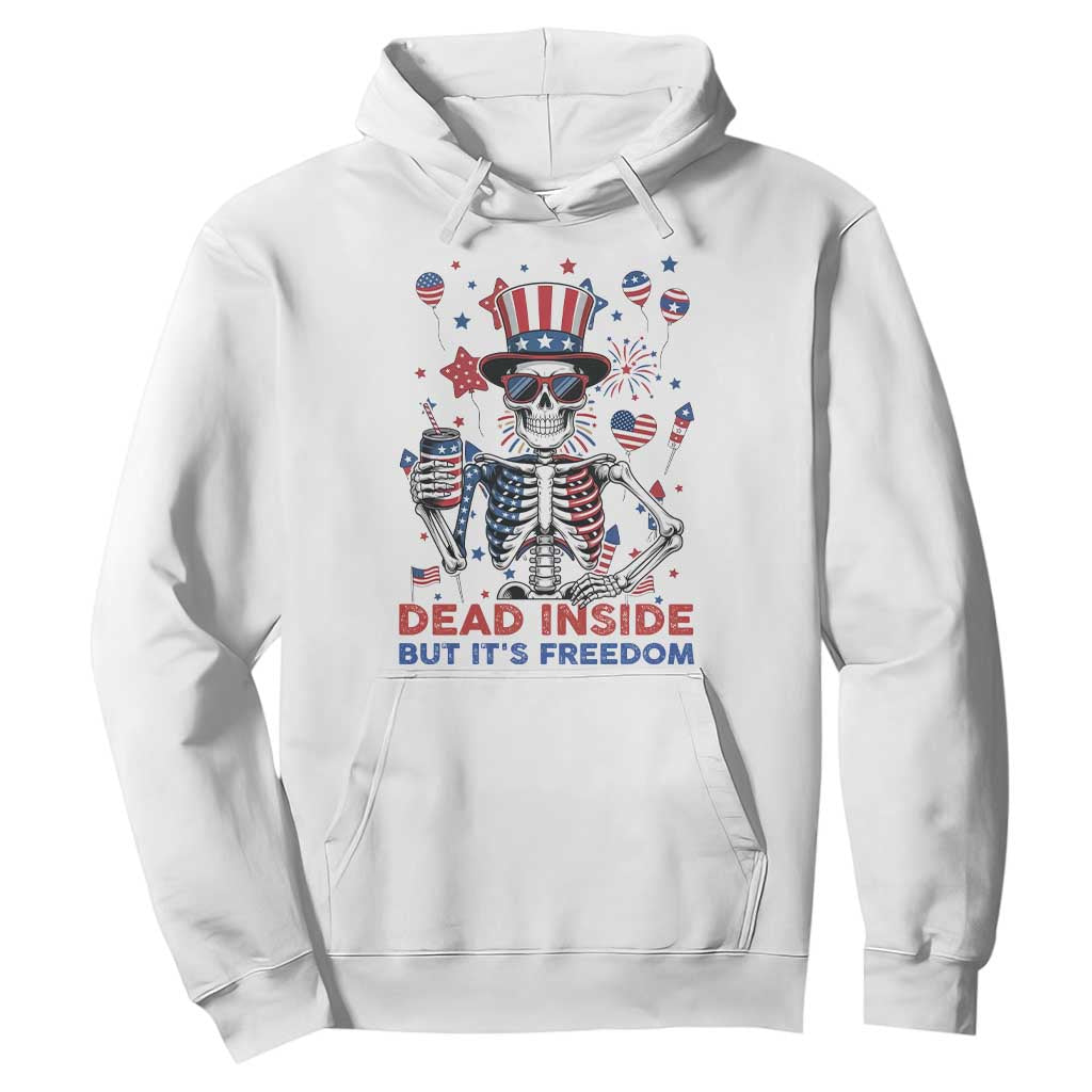 Funny Skeleton Dead Inside But Its Freedom Hoodie Patriotic Gift TS12 White Print Your Wear
