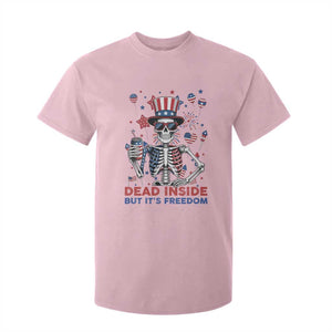 Funny Skeleton Dead Inside But Its Freedom T Shirt For Kid Patriotic Gift TS12 Light Pink Print Your Wear