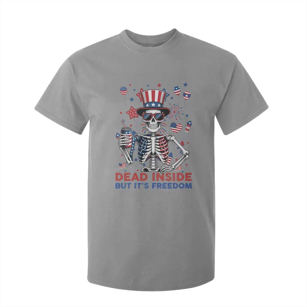 Funny Skeleton Dead Inside But Its Freedom T Shirt For Kid Patriotic Gift TS12 Sport Gray Print Your Wear