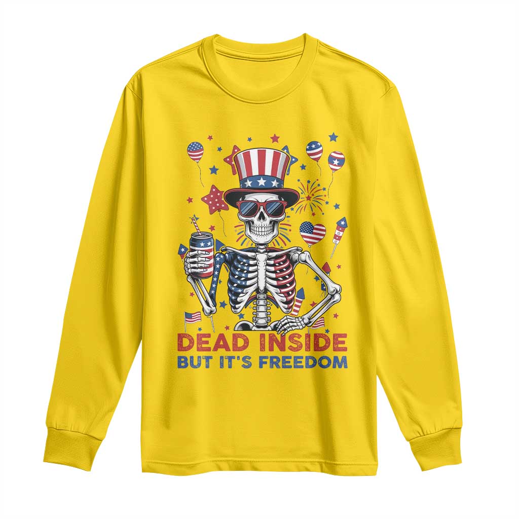Funny Skeleton Dead Inside But Its Freedom Long Sleeve Shirt Patriotic Gift TS12 Daisy Print Your Wear