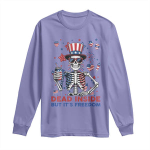 Funny Skeleton Dead Inside But Its Freedom Long Sleeve Shirt Patriotic Gift TS12 Violet Print Your Wear