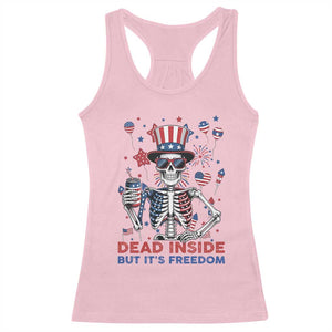 Funny Skeleton Dead Inside But Its Freedom Racerback Tank Top Patriotic Gift TS12 Light Pink Print Your Wear