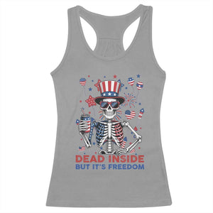 Funny Skeleton Dead Inside But Its Freedom Racerback Tank Top Patriotic Gift TS12 Sport Gray Print Your Wear
