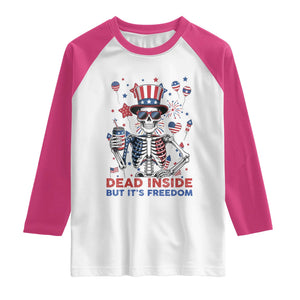 Funny Skeleton Dead Inside But Its Freedom Raglan Shirt Patriotic Gift TS12 White Heliconia Print Your Wear