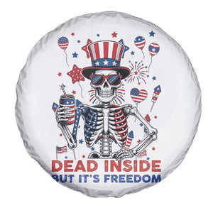 Funny Skeleton Dead Inside But Its Freedom Spare Tire Cover Patriotic Gift TS12 Print Your Wear