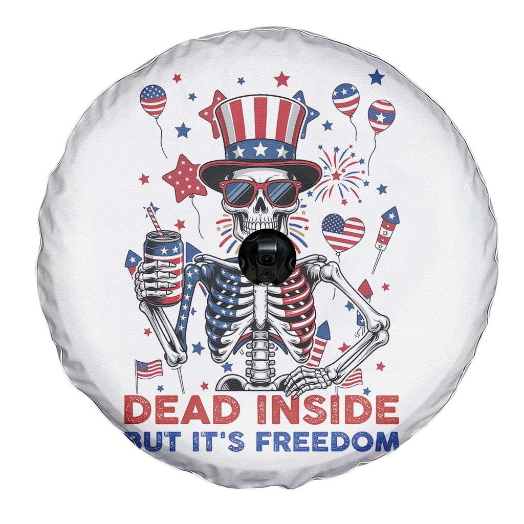 Funny Skeleton Dead Inside But Its Freedom Spare Tire Cover Patriotic Gift TS12 Print Your Wear