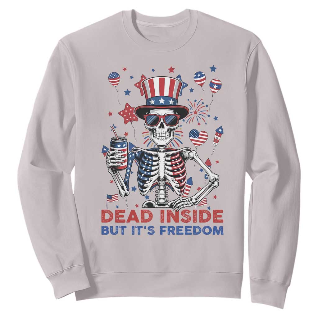 Funny Skeleton Dead Inside But Its Freedom Sweatshirt Patriotic Gift TS12 Ice Gray Print Your Wear