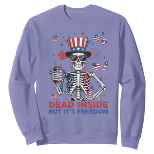Funny Skeleton Dead Inside But Its Freedom Sweatshirt Patriotic Gift TS12 Violet Print Your Wear