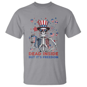 Funny Skeleton Dead Inside But Its Freedom T Shirt Patriotic Gift TS12 Sport Gray Print Your Wear