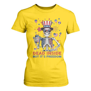 Funny Skeleton Dead Inside But Its Freedom T Shirt For Women Patriotic Gift TS12 Daisy Print Your Wear