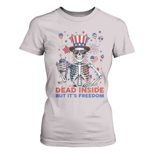 Funny Skeleton Dead Inside But Its Freedom T Shirt For Women Patriotic Gift TS12 Ice Gray Print Your Wear