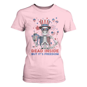Funny Skeleton Dead Inside But Its Freedom T Shirt For Women Patriotic Gift TS12 Light Pink Print Your Wear