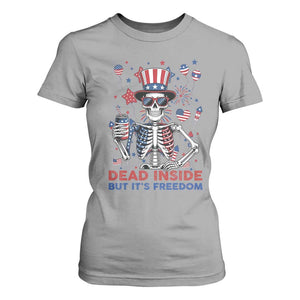 Funny Skeleton Dead Inside But Its Freedom T Shirt For Women Patriotic Gift TS12 Sport Gray Print Your Wear