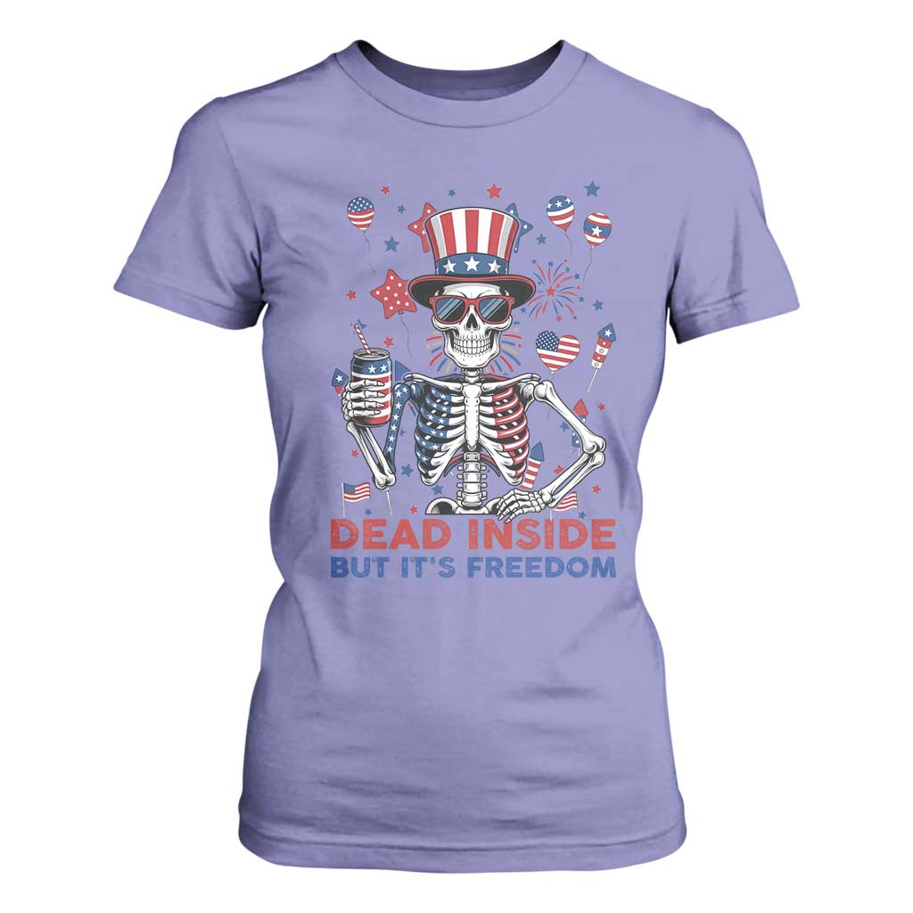 Funny Skeleton Dead Inside But Its Freedom T Shirt For Women Patriotic Gift TS12 Violet Print Your Wear