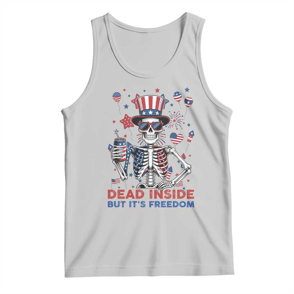 Funny Skeleton Dead Inside But Its Freedom Tank Top Patriotic Gift TS12 Ash Print Your Wear