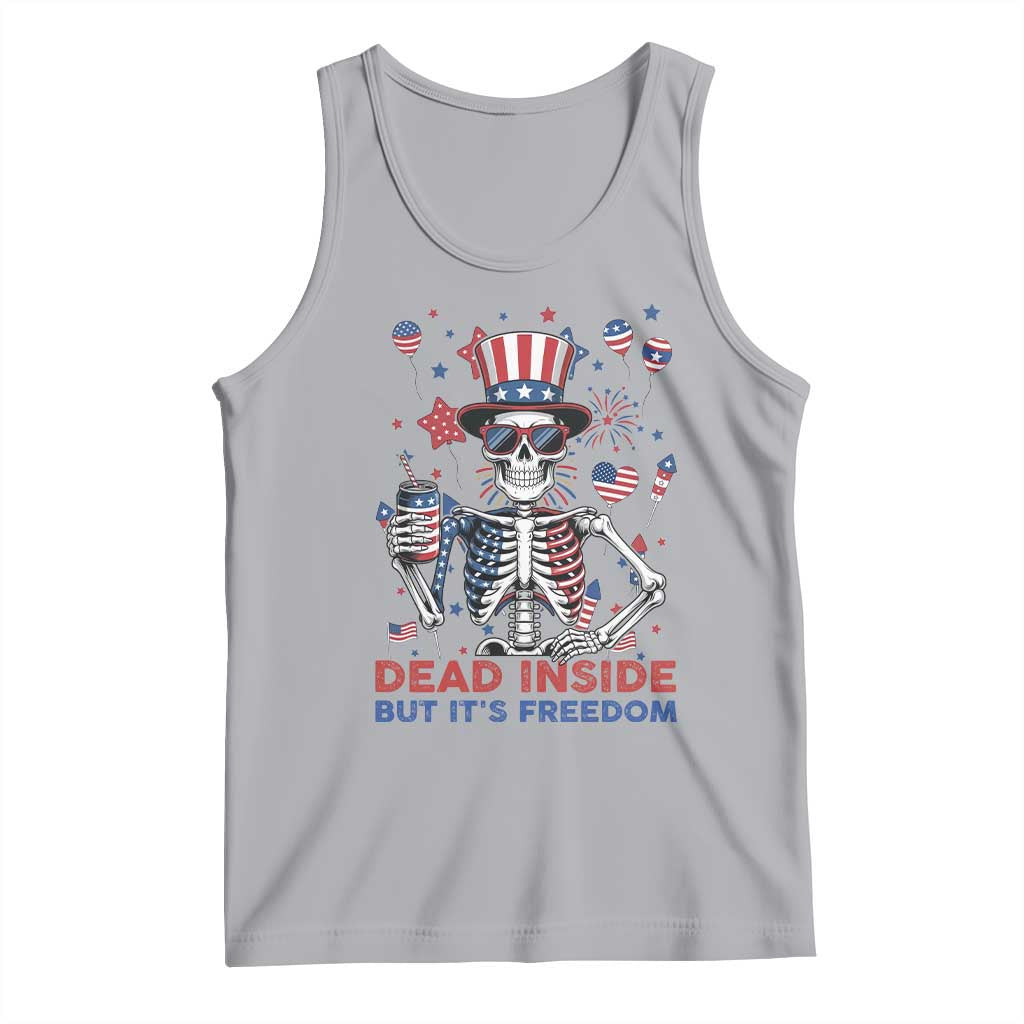 Funny Skeleton Dead Inside But Its Freedom Tank Top Patriotic Gift TS12 Athletic Heather Print Your Wear