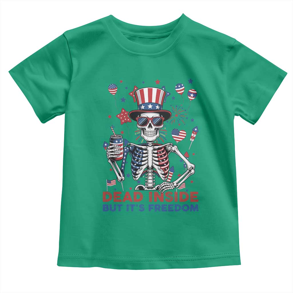 Funny Skeleton Dead Inside But Its Freedom Toddler T Shirt Patriotic Gift TS12 Irish Green Print Your Wear