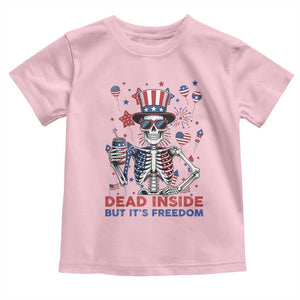 Funny Skeleton Dead Inside But Its Freedom Toddler T Shirt Patriotic Gift TS12 Light Pink Print Your Wear