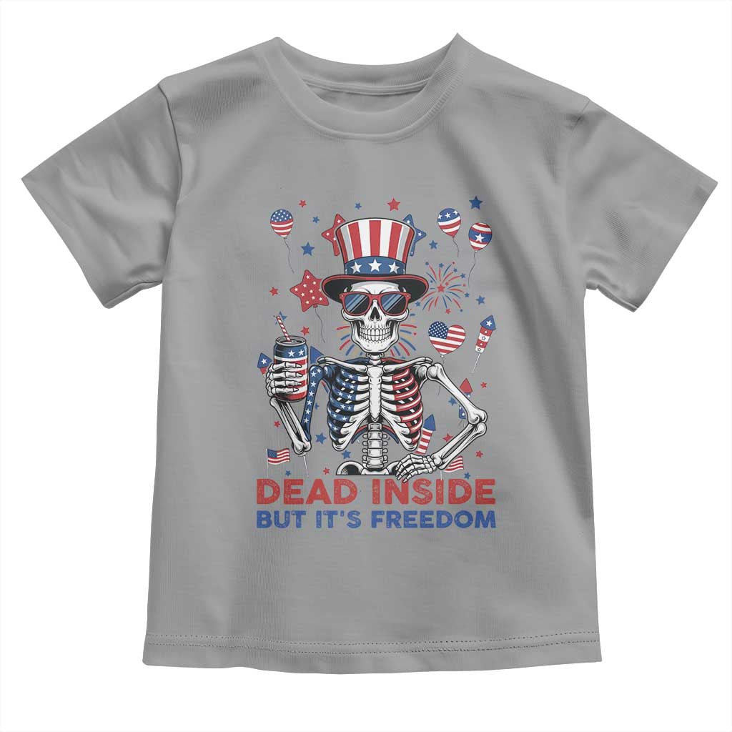 Funny Skeleton Dead Inside But Its Freedom Toddler T Shirt Patriotic Gift TS12 Sport Gray Print Your Wear