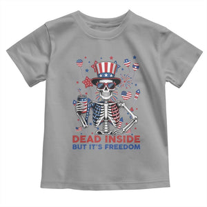 Funny Skeleton Dead Inside But Its Freedom Toddler T Shirt Patriotic Gift TS12 Sport Gray Print Your Wear