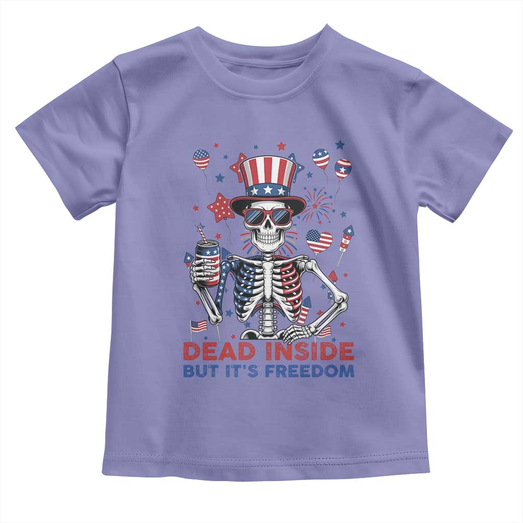 Funny Skeleton Dead Inside But Its Freedom Toddler T Shirt Patriotic Gift TS12 Violet Print Your Wear