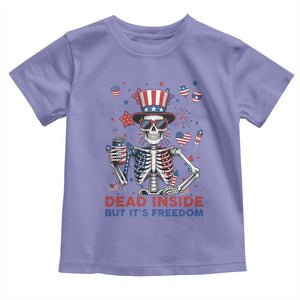 Funny Skeleton Dead Inside But Its Freedom Toddler T Shirt Patriotic Gift TS12 Violet Print Your Wear