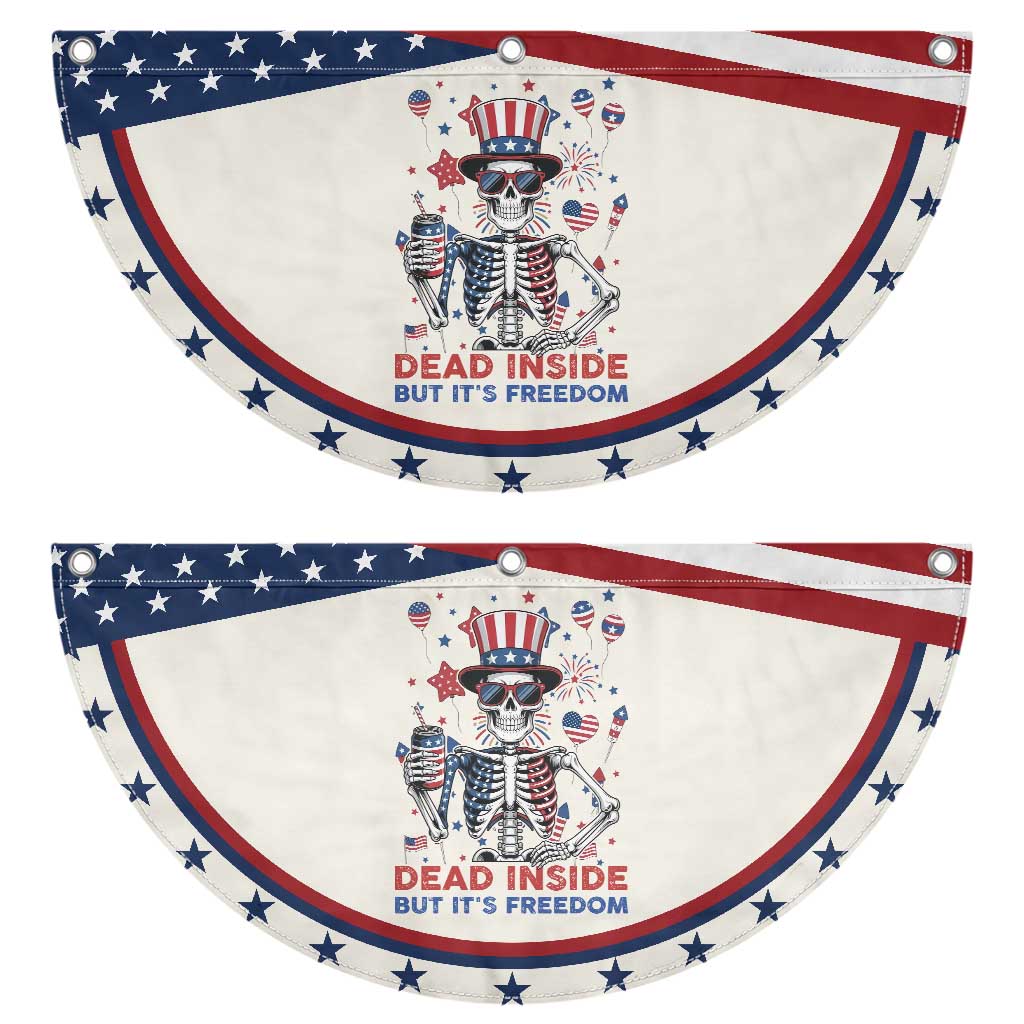 Funny Skeleton Dead Inside But Its Freedom Patriotic Fan Flag USA 250th Anniversary Gift