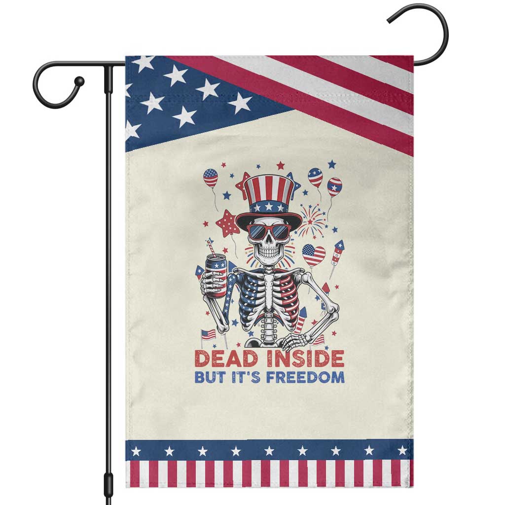 Funny Skeleton Dead Inside But Its Freedom Garden Flag Patriotic Gift TS12 Modern Beige Blue Print Your Wear