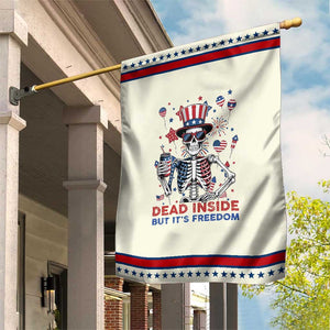 Funny Skeleton Dead Inside But Its Freedom Garden Flag Patriotic Gift TS12 Modern Beige Red Print Your Wear