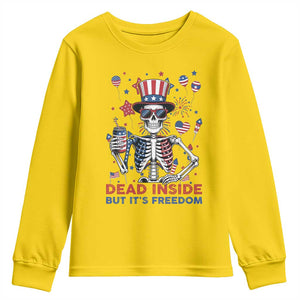 Funny Skeleton Dead Inside But Its Freedom Youth Sweatshirt Patriotic Gift TS12 Daisy Print Your Wear