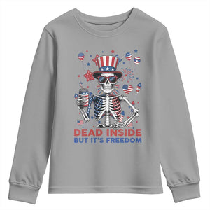 Funny Skeleton Dead Inside But Its Freedom Youth Sweatshirt Patriotic Gift TS12 Sport Gray Print Your Wear