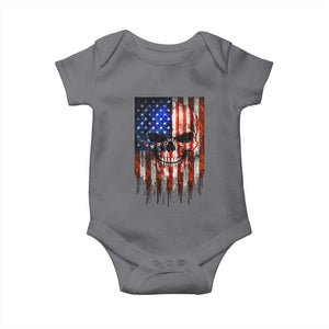 Patriotic Skull American Flag USA Pride Baby Onesie TS12 Charcoal Print Your Wear