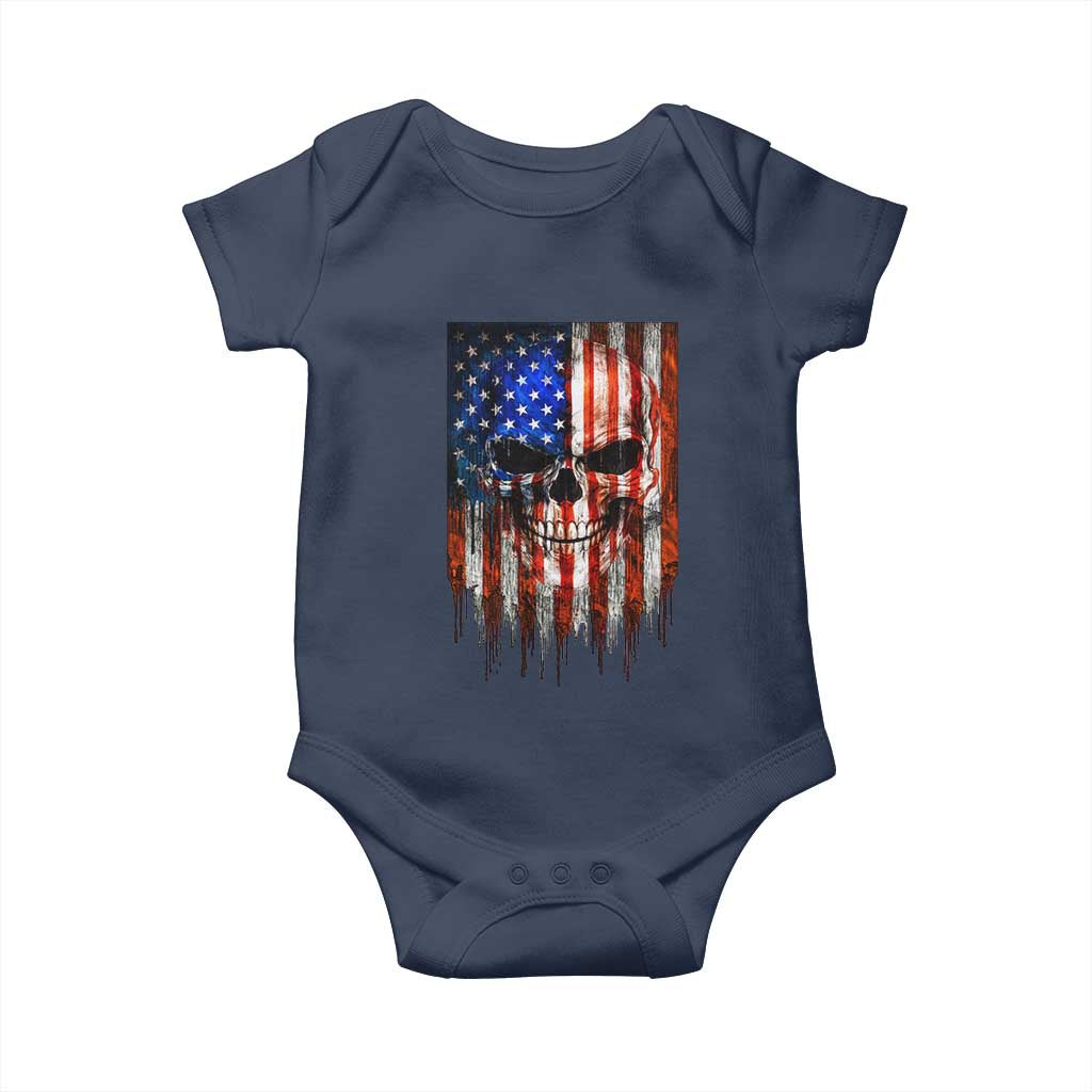Patriotic Skull American Flag USA Pride Baby Onesie TS12 Navy Print Your Wear