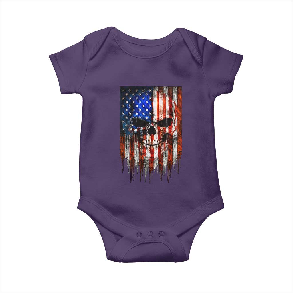 Patriotic Skull American Flag USA Pride Baby Onesie TS12 Purple Print Your Wear